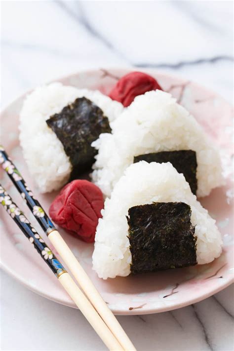 Umeboshi Onigiri Rice Balls With Japanese Salt Plums Love And Olive Oil