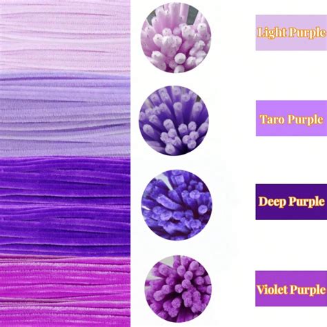 200pcs Purple Pipe Cleaner Craft Light Purple Taro Purple Deep Purple