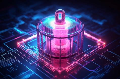 Premium AI Image Abstract Glowing Padlock On Circuit Board Cyber