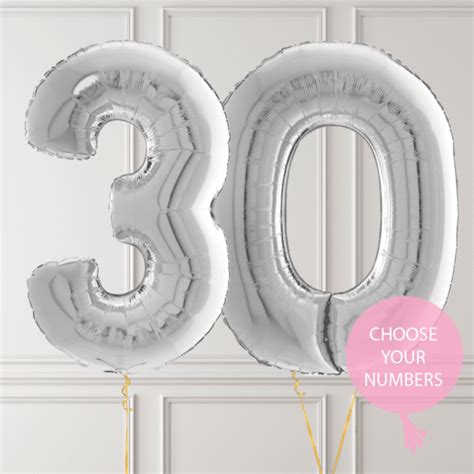 Birthday Inflated Number Balloons Silver - BALLOONBX