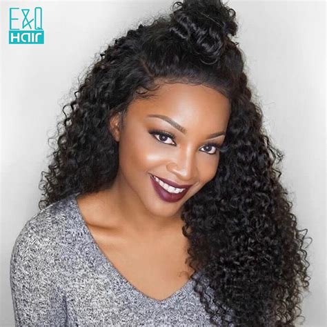 Brazilian Kinky Curly Glueless Lace Front Human Hair Wig For Black