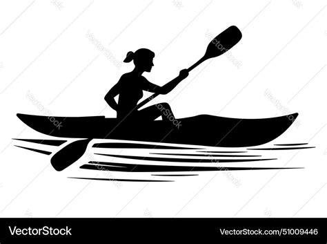 Woman Kayaking Silhouette Royalty Free Vector Image