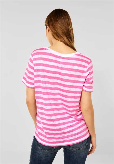 Street One T Shirt Mit Streifen Muster Für Damen In Pinkweiß Street One