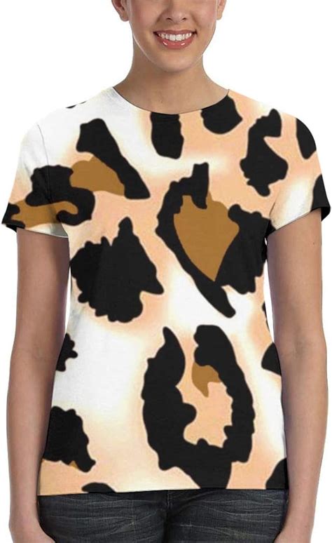 Leopard Print Womens Short Sleeve Tees T Shirt Colorfulxl