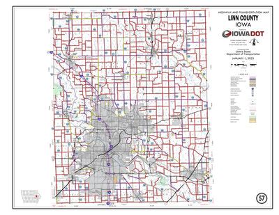 Linn County, Iowa Map by Iowa Department of Transportation | Avenza Maps