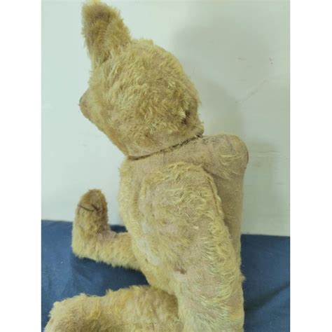 Early Th Century Straw Filled Mohair Teddy Bear With Hunch Back A F