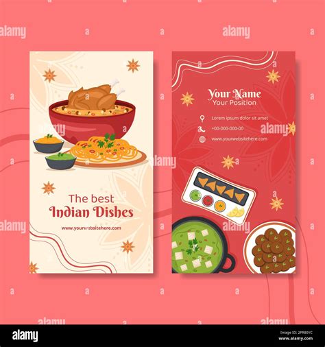 Indian Food Restaurant Card Vertical Template Flat Cartoon Background