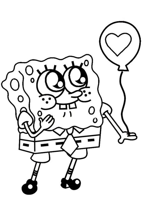 Adorabile SpongeBob Con Palloncino Da Colorare Scarica Stampa O