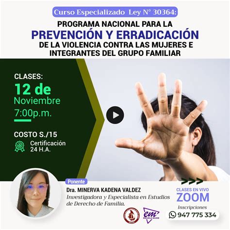 Escuela Mujer Curso Especializado Ley 30364 Programa Nacional Para