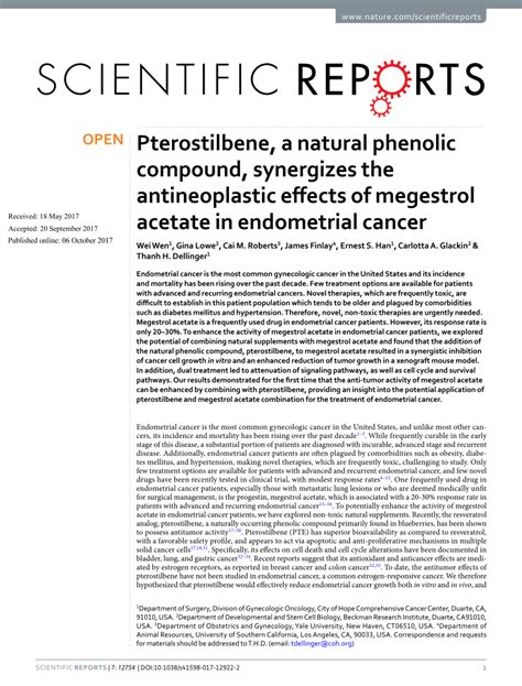 PDF Pterostilbene A Natural Phenolic Compound Synergizes The