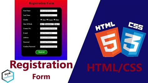 How To Create Registration Form In Html And CSS Step By Step With Full