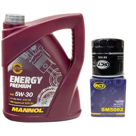 Motoröl Motor Öl MANNOL Energy Premium 5W 30 API SN 5 Liter mit Ölfil