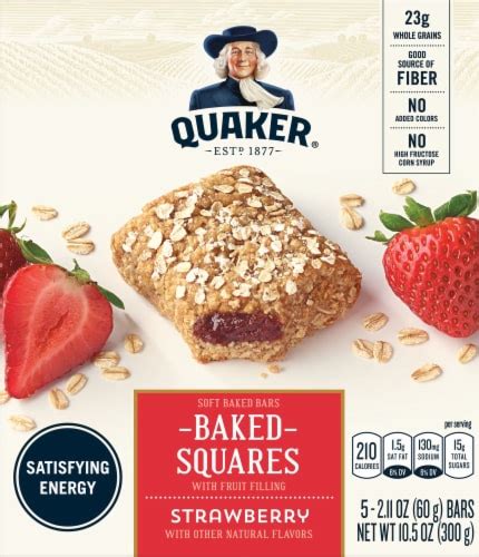 Quaker Baked Squares Soft Baked Breakfast Bars Strawberry 5 Count Bars 5 Ct 211 Oz Kroger