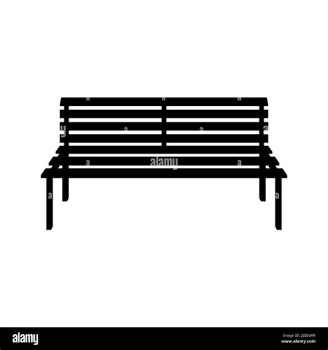 Garden Bench Public Park Furniture Design Front View Wooden Bench With A Backrest Flat Vector