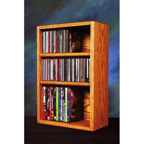 Wood Shed Solid Oak Desktop Or Shelf For Cds And Dvds Vhs Tapes