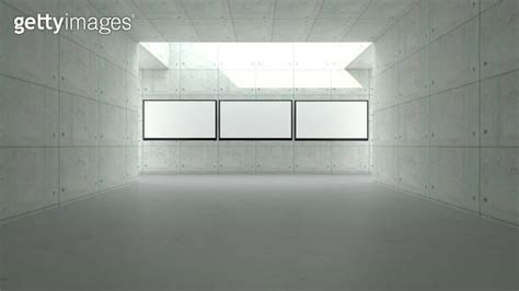 Empty Space Concrete Room With The Gap And Glowing Light And With A