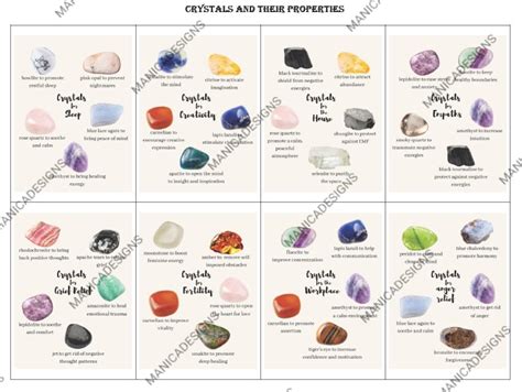 Set 2 Printable Crystal Cards Instant Download Crystal Meaning Cards Gemstone Meaning Card Set