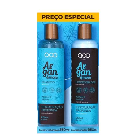 Kit QOD Argan e Babosa Restauração Profunda Shampoo 250ml