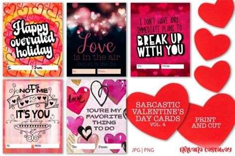 2 Sarcastic Print And Cut Valentine's Day Cards Designs & Graphics