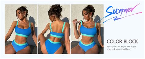 Amazon ZINPRETTY Women High Waisted Bikini Set Color Block