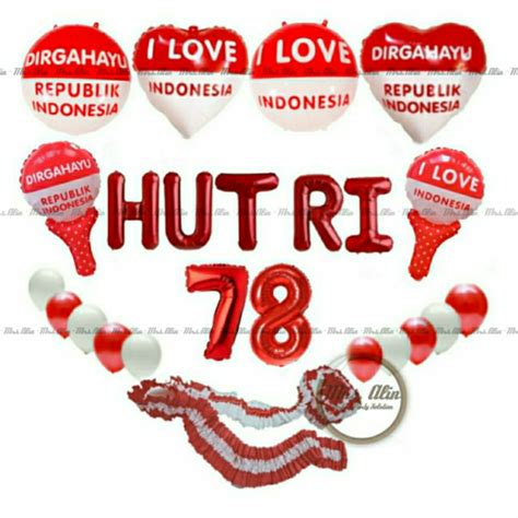 Jual Paket Hut Ri Balon Huruf Balon Angka Balon Foil Dirgahayu