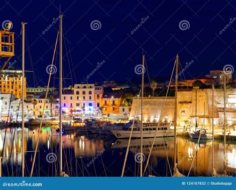 View of Alghero at Night. a Beautiful City Vibrant. Sardinia, Italy ...