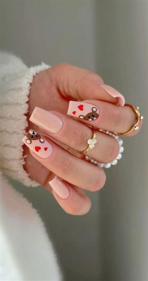 Valentines Day Nail Art Collection Teddy Love Heart Nails