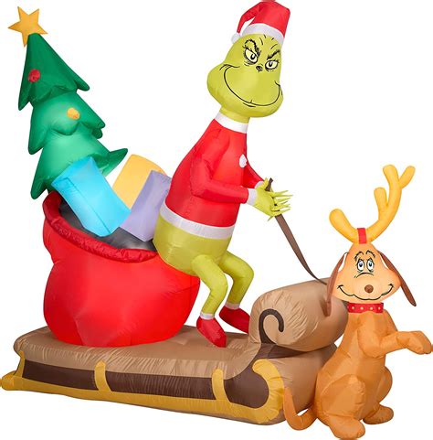 Tis Your Season 12 Ft Colossal Grinch And Max In Sleigh Christmas