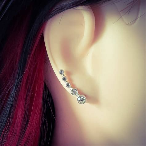 Ear Climber 925 Sterling Silber Kreise Ohrstecker Ohrklemme Mit