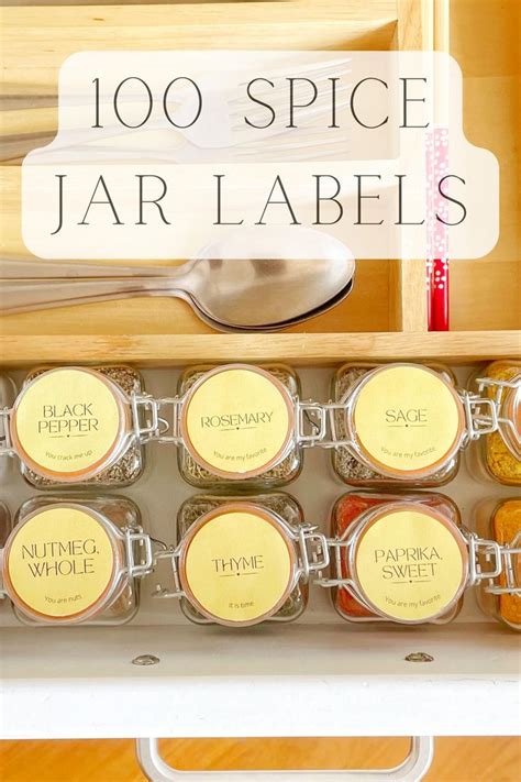 100 Yellow Round Spice Jar Labels Printable Editable Etsy