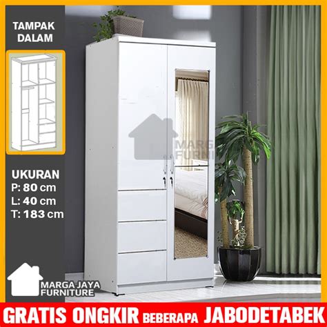 Jual Lemari Pakaian 2 Pintu Tarik Minimalis Dengan Cermin Panjang By