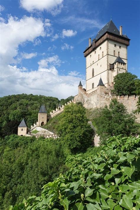 View Of The Castle Karlstejn Czech Republic Built By Holy Roman