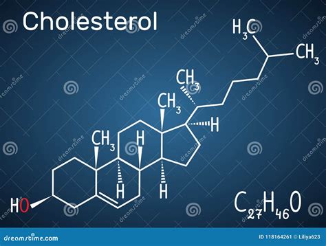 Cholesterol Molecule Structural Chemical Formula And Molecule M Stock