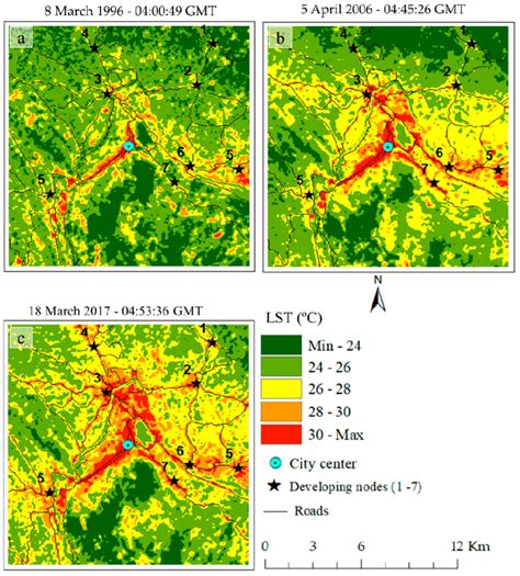 Land Surface Temperature Lst In A B And C