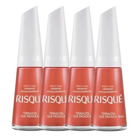 Esmalte Risqu Cor Terracota Que Provoca Ml Kit Quatro Unidades