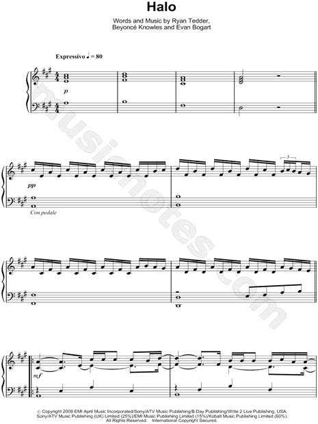 Beyoncé Halo Sheet Music Piano Solo In F Minor Transposable Download And Print Sku