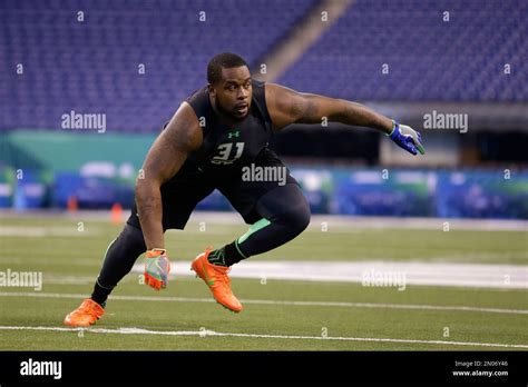 Indiana Defensive Lineman Darius Latham Runs A Drill At The Nfl