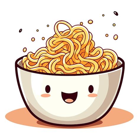 Ilustração em vetor tigela de macarrão ramen dos desenhos animados