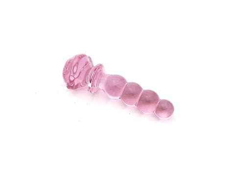 Pink Glass Butt Plug With Beaded Design Elegant Fetish Sex Toys