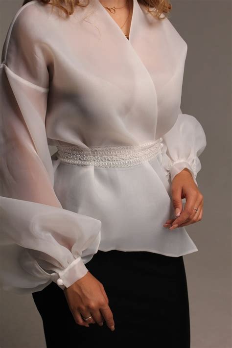 Sheer Milky White Organza Blouse For Bride Wrap Silk Blouse Etsy