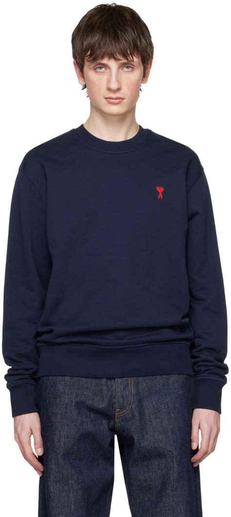 Ami Alexandre Mattiussi Navy Ami De C Ur Sweatshirt Ssense