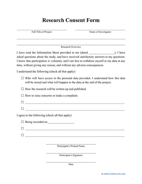 Research Consent Form Fill Out Sign Online And Download Pdf