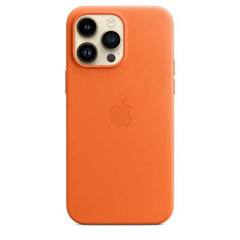 Compre Capa MagSafe Couro IPhone 14 Pro Max Laranja De Apple Barato I