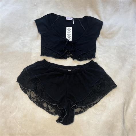 Urban Outfitters Out From Under Two Piece Black Lace Depop