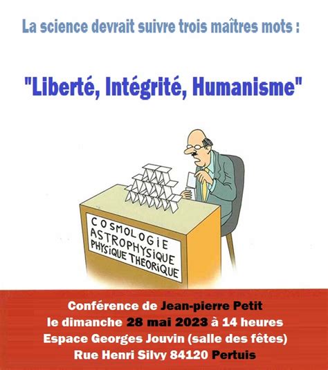 28 mai Conférence de Jean Pierre Petit sur ce qu est devenu la