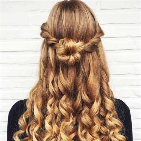 Curled Hairstyles Half Up Half Down With Braid