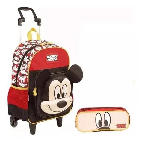 Mochila Mickey Mouse Alto Relevo Escolar Infantil Rodinhas Y Tam G