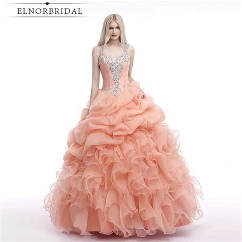 Coral Quinceanera Dresses 2019 Illusion Back Ball Gown Prom Party Dress Sweet 16 Dresses Girls