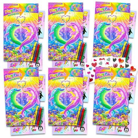 Lisa Frank Ultimate Party Favors Packs 6 Sets With Stickers Coloring Books And Crayons