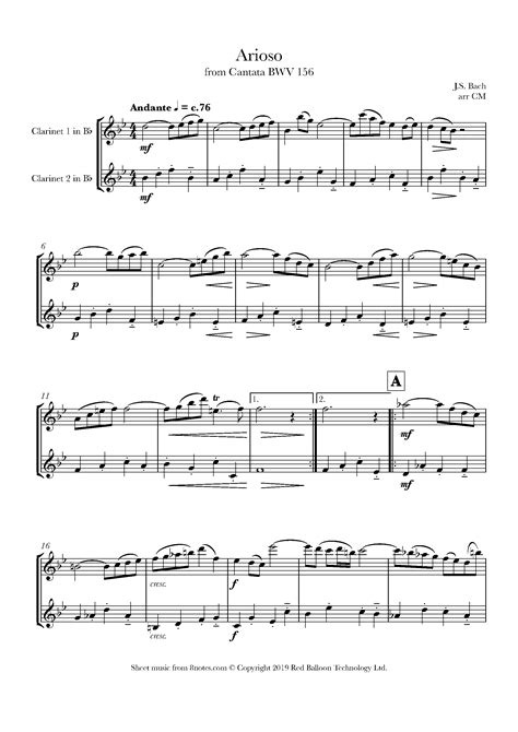 Bach Johann Sebastian Arioso From Cantata Bwv Sheet Music For